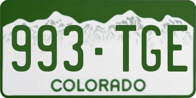 CO license plate 993TGE