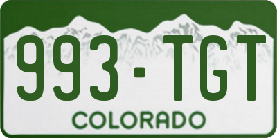 CO license plate 993TGT