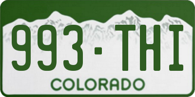 CO license plate 993THI