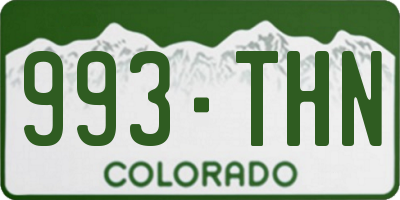 CO license plate 993THN