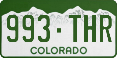 CO license plate 993THR
