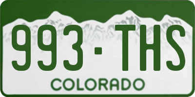 CO license plate 993THS