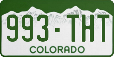 CO license plate 993THT