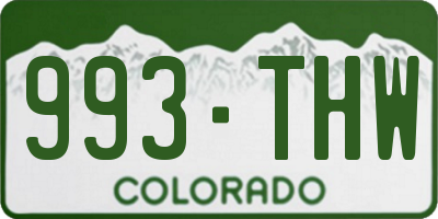 CO license plate 993THW