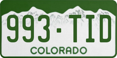 CO license plate 993TID