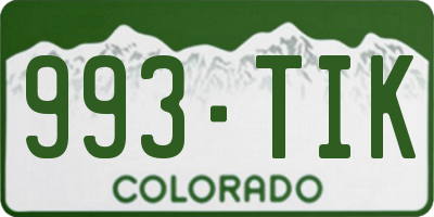 CO license plate 993TIK