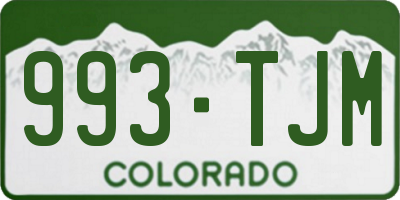 CO license plate 993TJM