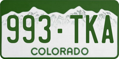 CO license plate 993TKA