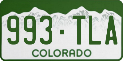 CO license plate 993TLA