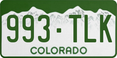 CO license plate 993TLK