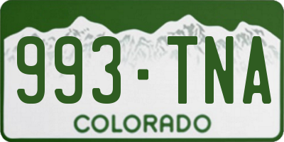 CO license plate 993TNA