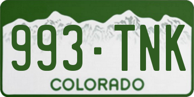CO license plate 993TNK