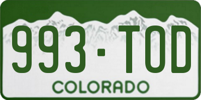 CO license plate 993TOD