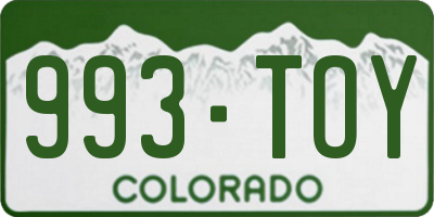 CO license plate 993TOY