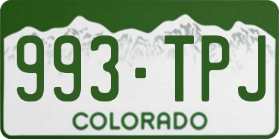 CO license plate 993TPJ