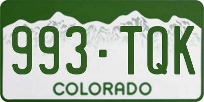 CO license plate 993TQK