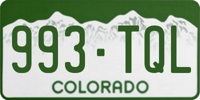 CO license plate 993TQL