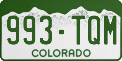 CO license plate 993TQM
