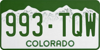 CO license plate 993TQW