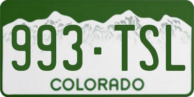 CO license plate 993TSL