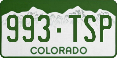 CO license plate 993TSP