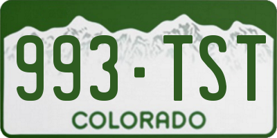 CO license plate 993TST