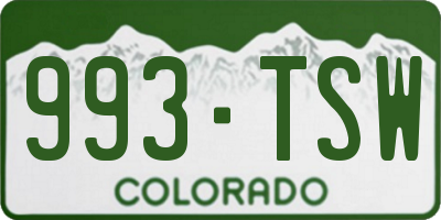 CO license plate 993TSW