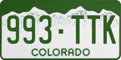 CO license plate 993TTK