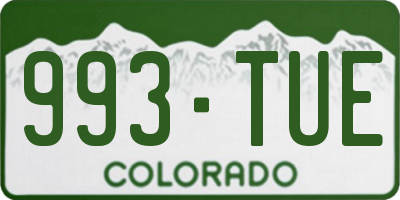 CO license plate 993TUE