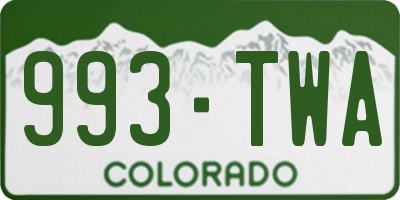 CO license plate 993TWA
