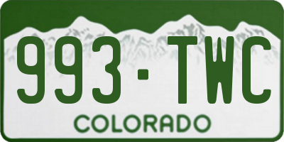 CO license plate 993TWC