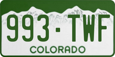 CO license plate 993TWF