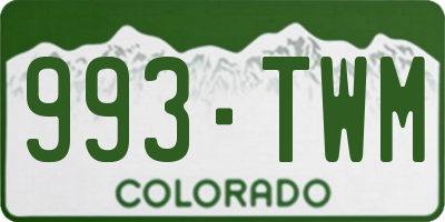 CO license plate 993TWM