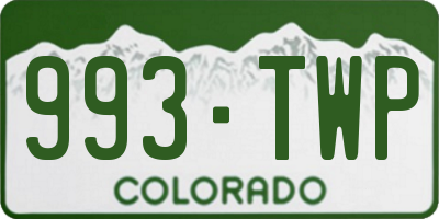 CO license plate 993TWP