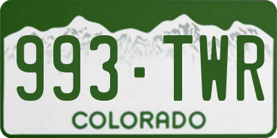 CO license plate 993TWR