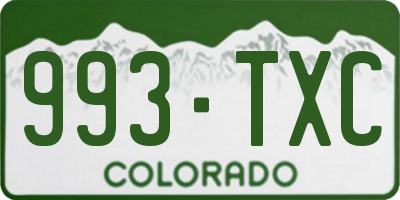 CO license plate 993TXC