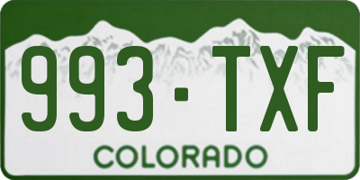 CO license plate 993TXF