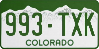 CO license plate 993TXK