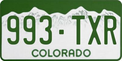 CO license plate 993TXR