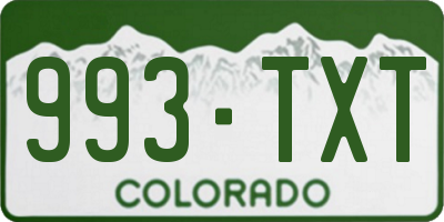 CO license plate 993TXT