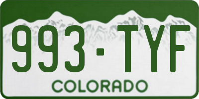 CO license plate 993TYF