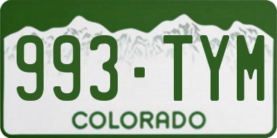 CO license plate 993TYM