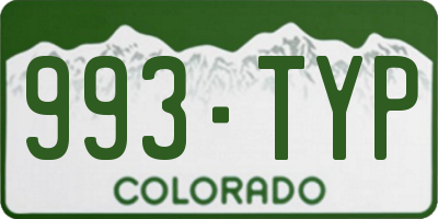 CO license plate 993TYP