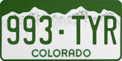 CO license plate 993TYR