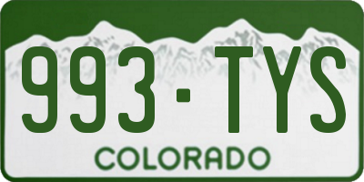 CO license plate 993TYS