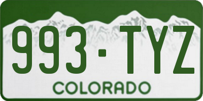 CO license plate 993TYZ