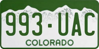 CO license plate 993UAC