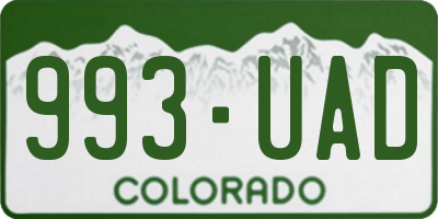 CO license plate 993UAD
