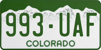 CO license plate 993UAF