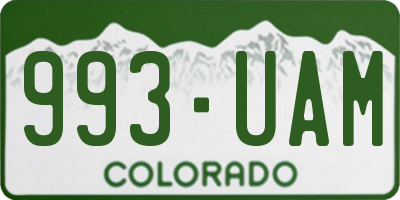 CO license plate 993UAM